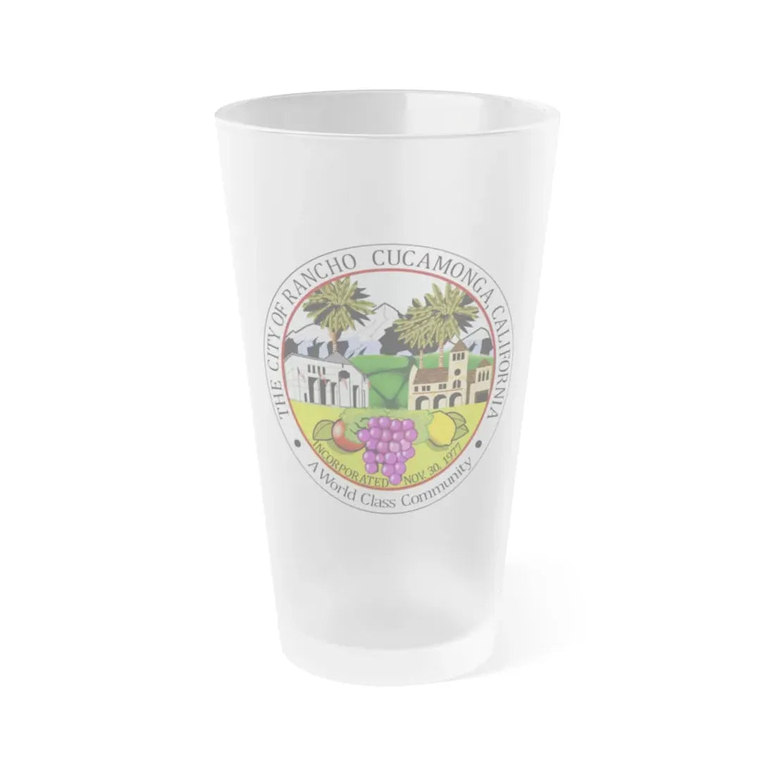 Seal of Rancho Cucamonga California - Frosted Pint Glass 16oz 16oz Frosted - Go Mug Yourself