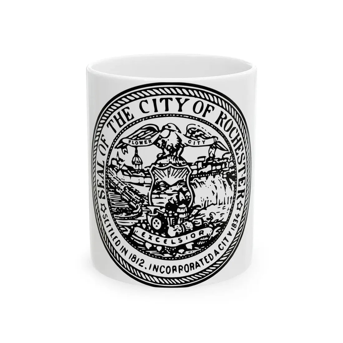 Seal of Rochester New York - White Coffee Mug 11oz - Go Mug Yourself