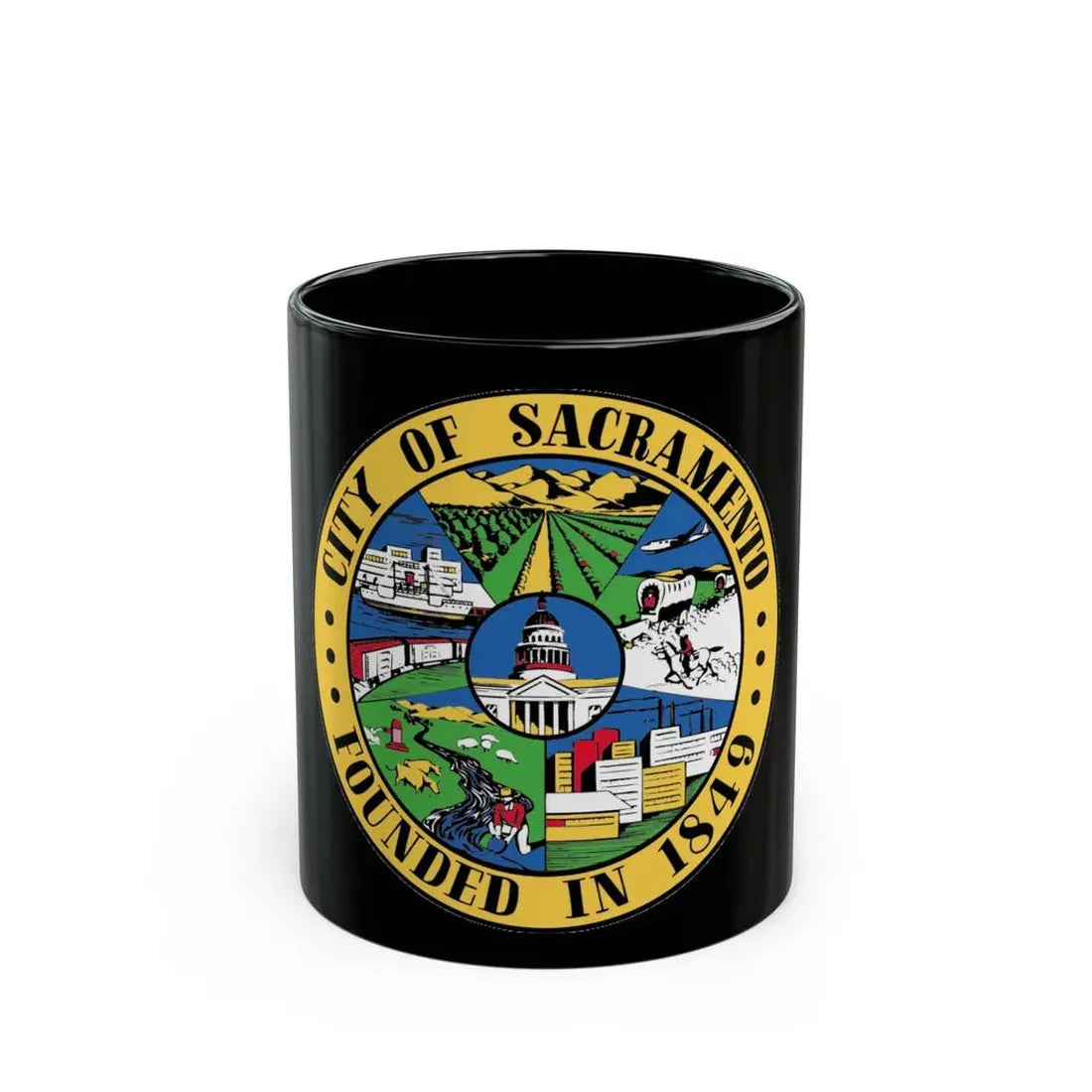 Seal of Sacramento California - Black Coffee Mug 11oz - Go Mug Yourself