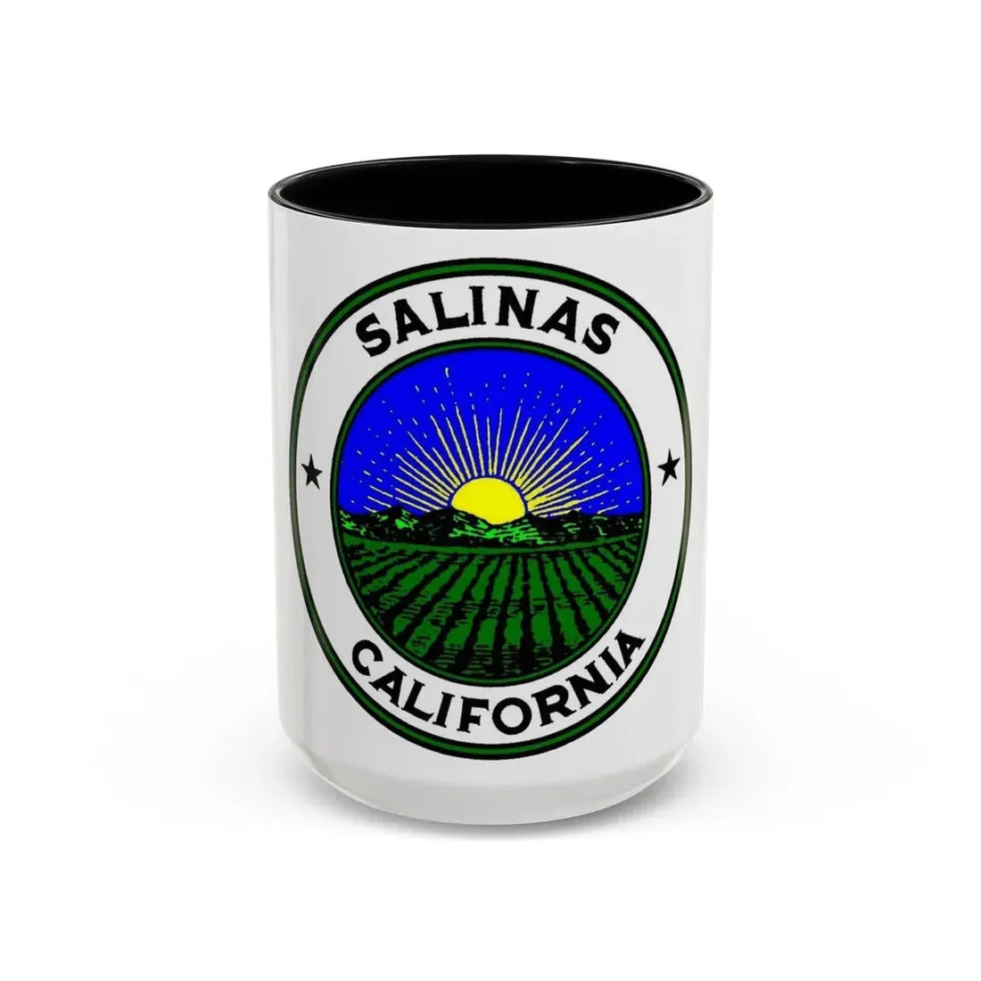 Seal of Salinas California - Accent Coffee Mug 15oz Black - Go Mug Yourself