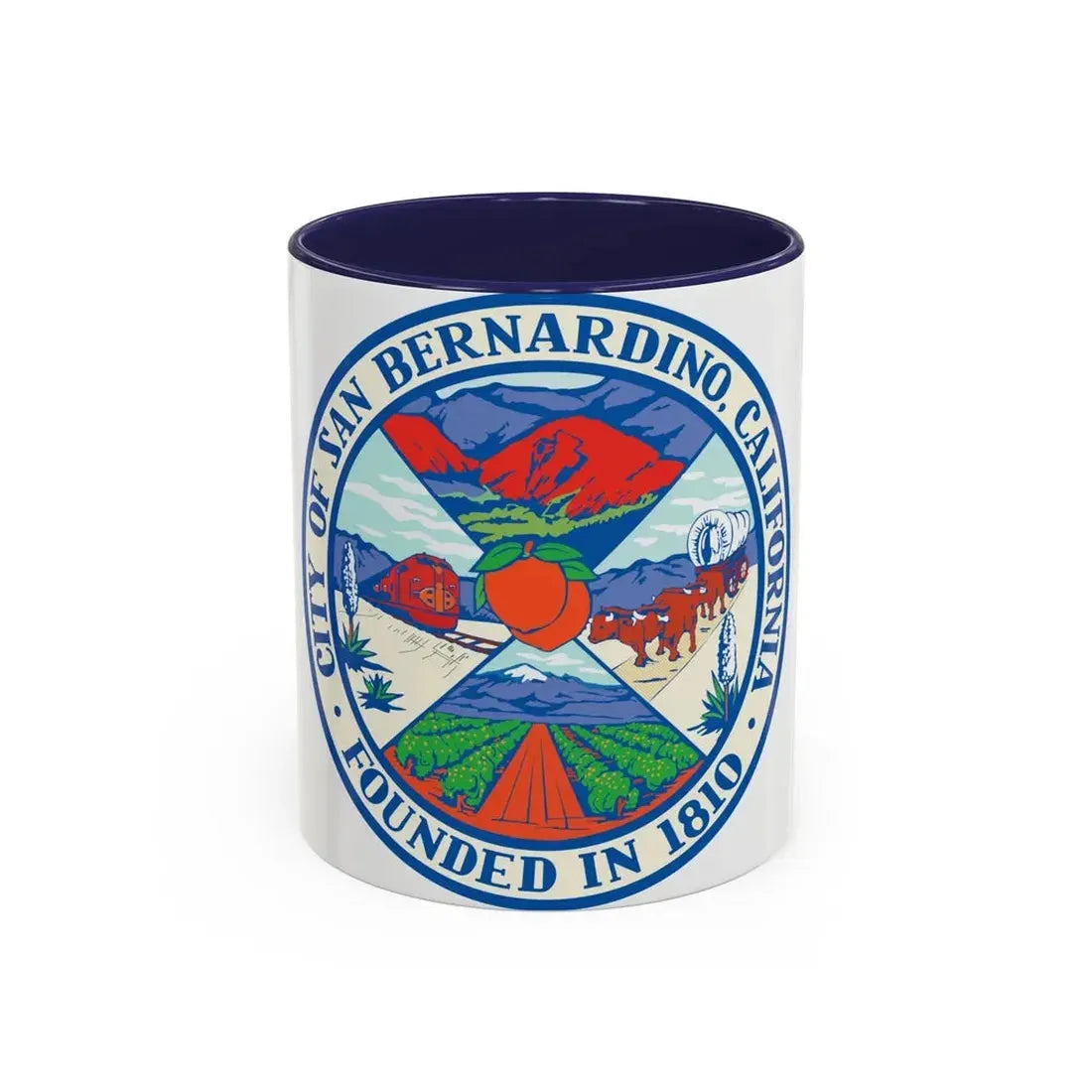 Seal of San Bernardino California - Accent Coffee Mug 11oz Navy - Go Mug Yourself
