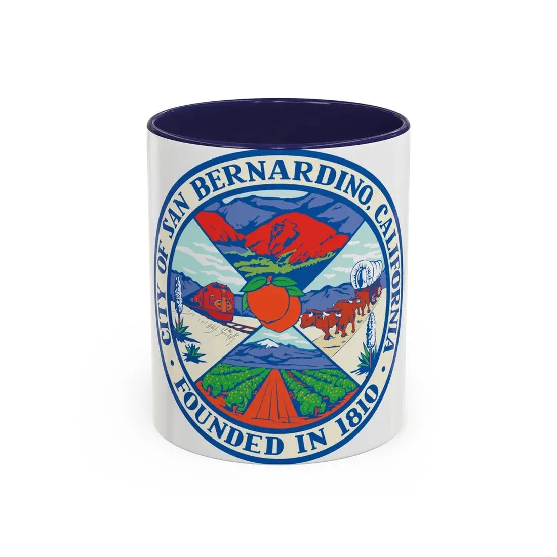 Seal of San Bernardino California - Accent Coffee Mug 11oz Navy - Go Mug Yourself