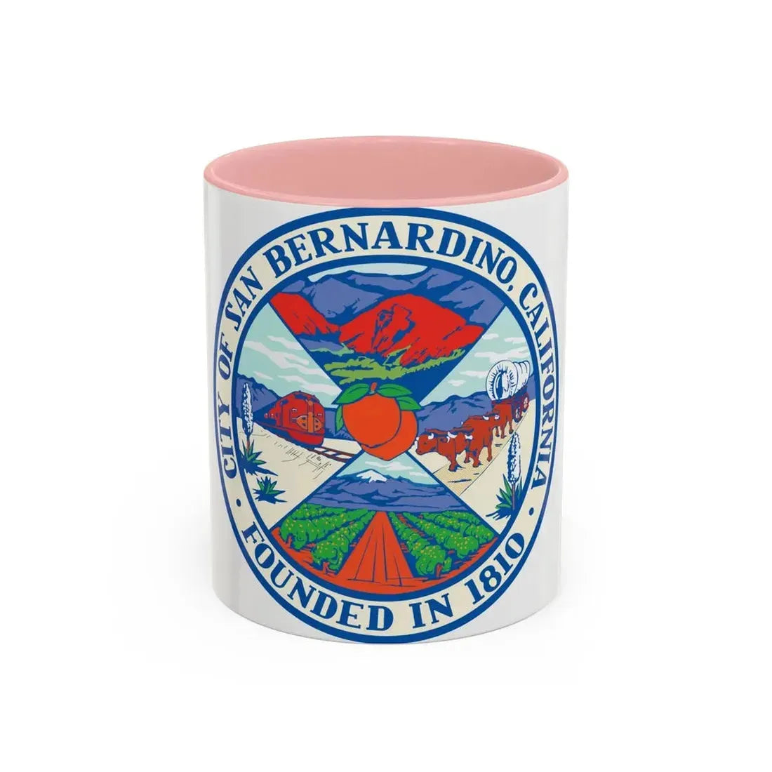 Seal of San Bernardino California - Accent Coffee Mug 11oz Pink - Go Mug Yourself