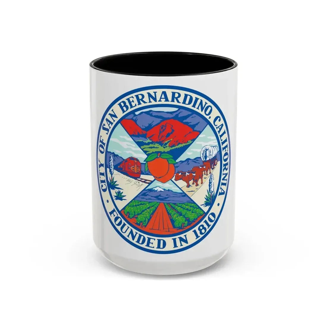 Seal of San Bernardino California - Accent Coffee Mug 15oz Black - Go Mug Yourself