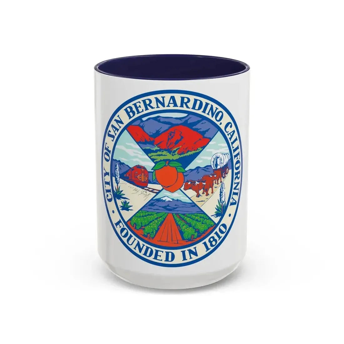 Seal of San Bernardino California - Accent Coffee Mug 15oz Navy - Go Mug Yourself