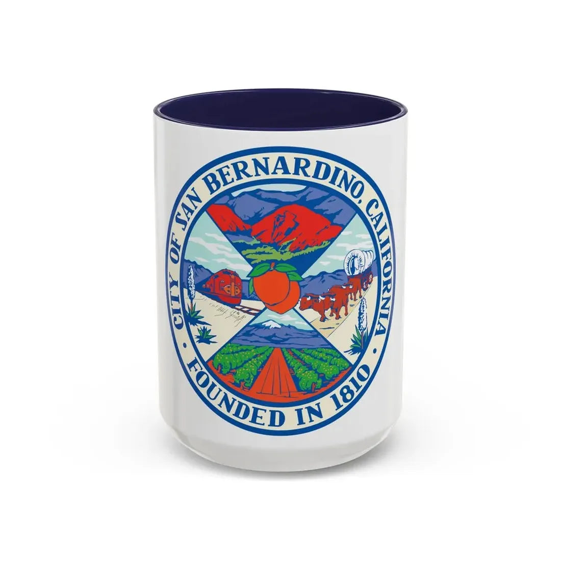 Seal of San Bernardino California - Accent Coffee Mug 15oz Navy - Go Mug Yourself