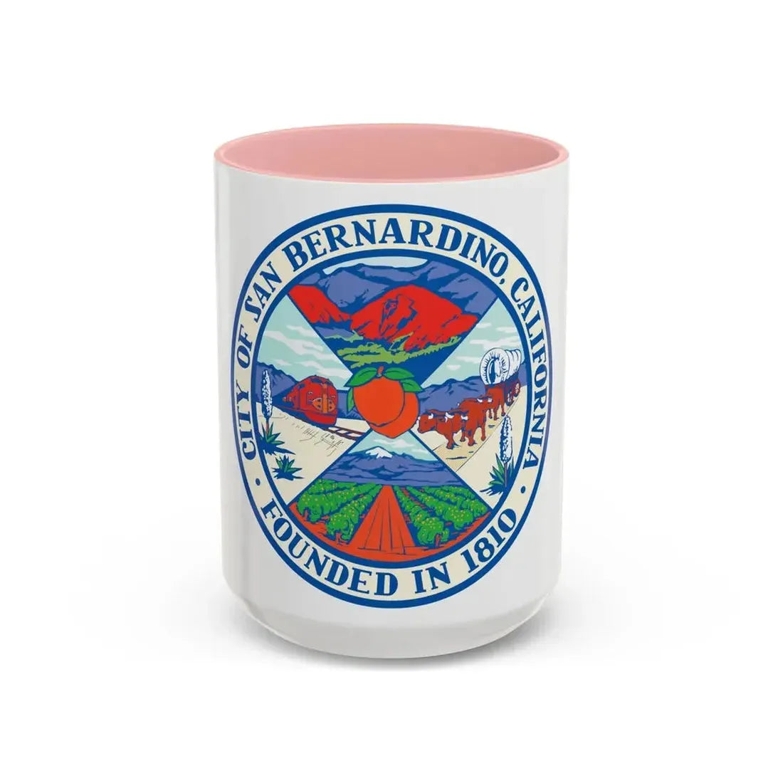 Seal of San Bernardino California - Accent Coffee Mug 15oz Pink - Go Mug Yourself