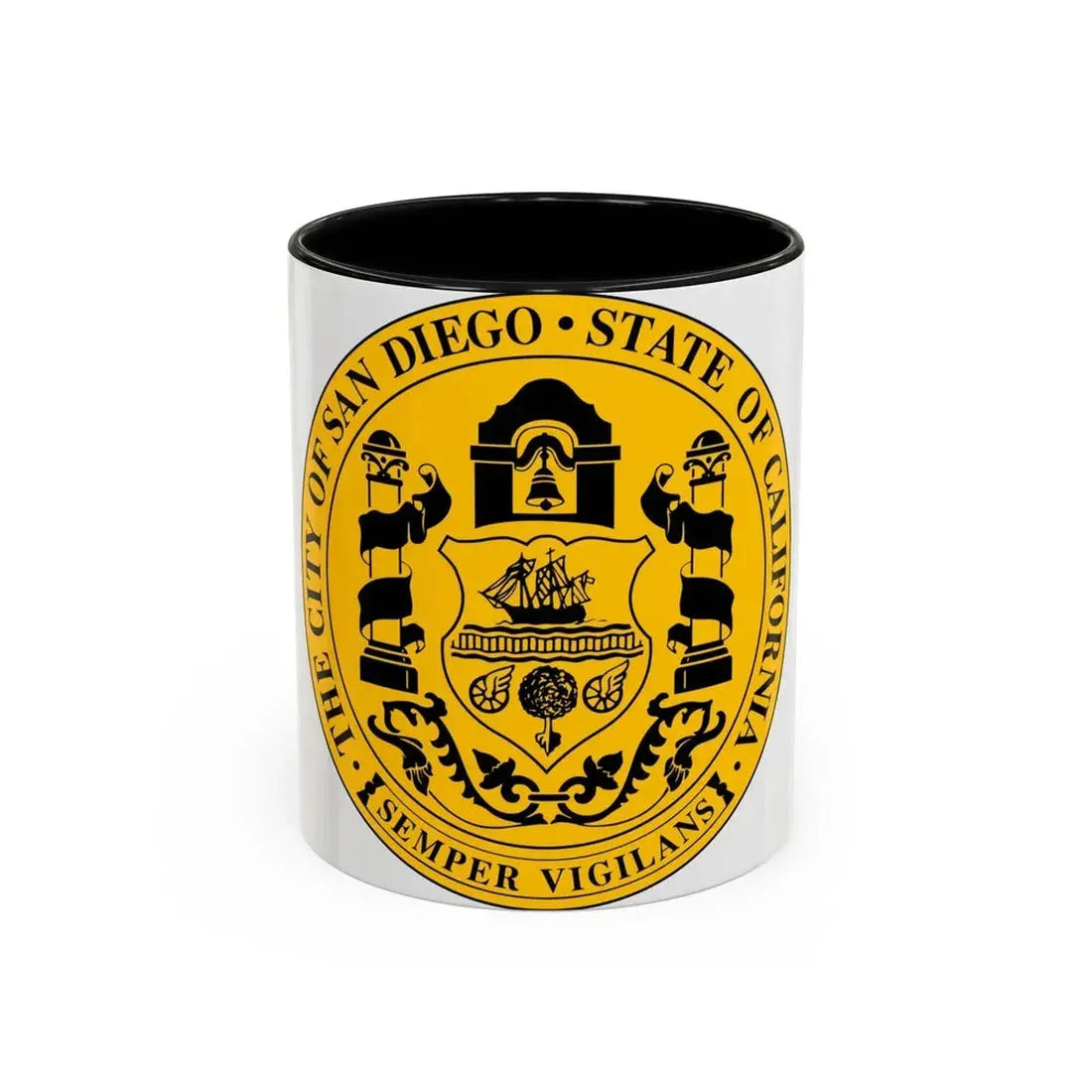 Seal of San Diego California - Accent Coffee Mug 11oz Black - Go Mug Yourself
