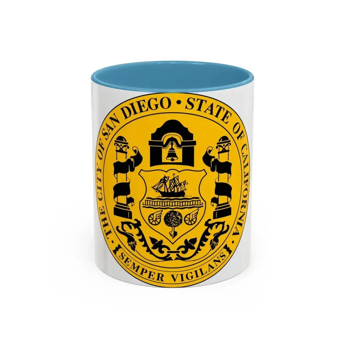 Seal of San Diego California - Accent Coffee Mug 11oz Light Blue - Go Mug Yourself