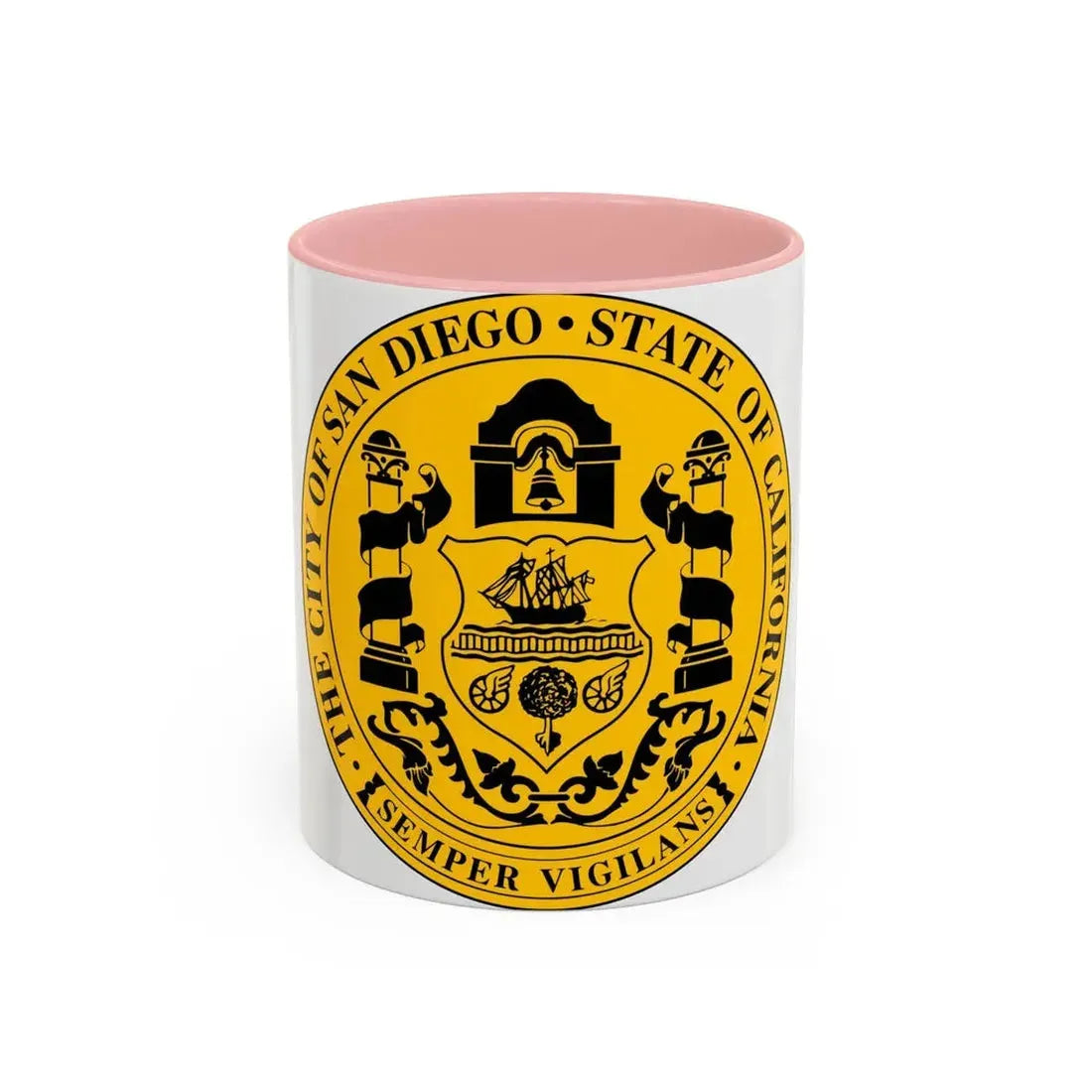 Seal of San Diego California - Accent Coffee Mug 11oz Pink - Go Mug Yourself