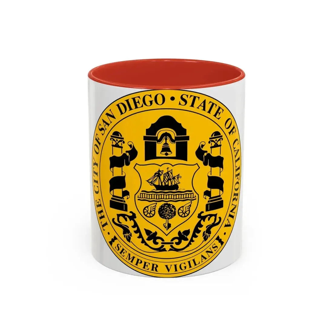 Seal of San Diego California - Accent Coffee Mug 11oz Red - Go Mug Yourself