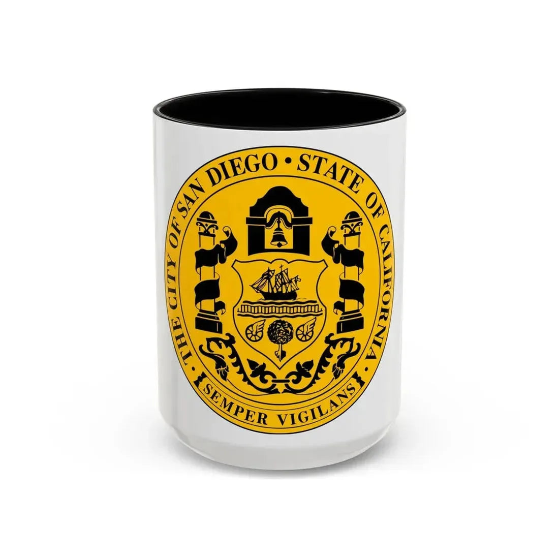 Seal of San Diego California - Accent Coffee Mug 15oz Black - Go Mug Yourself