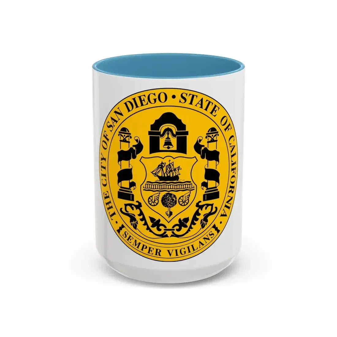 Seal of San Diego California - Accent Coffee Mug 15oz Light Blue - Go Mug Yourself