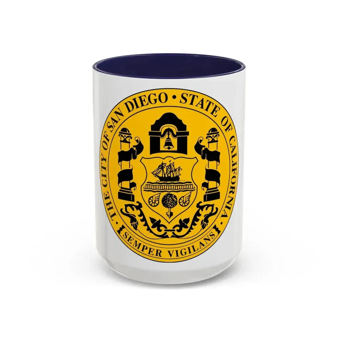Seal of San Diego California - Accent Coffee Mug 15oz Navy - Go Mug Yourself