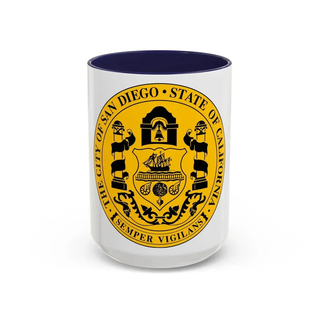 Seal of San Diego California - Accent Coffee Mug 15oz Navy - Go Mug Yourself