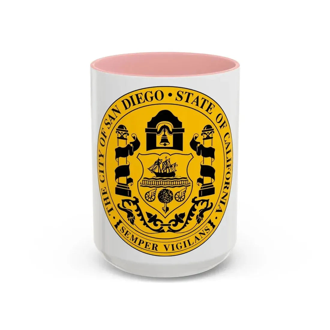 Seal of San Diego California - Accent Coffee Mug 15oz Pink - Go Mug Yourself
