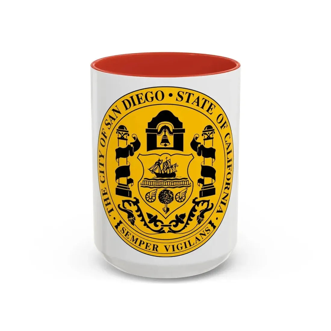 Seal of San Diego California - Accent Coffee Mug 15oz Red - Go Mug Yourself