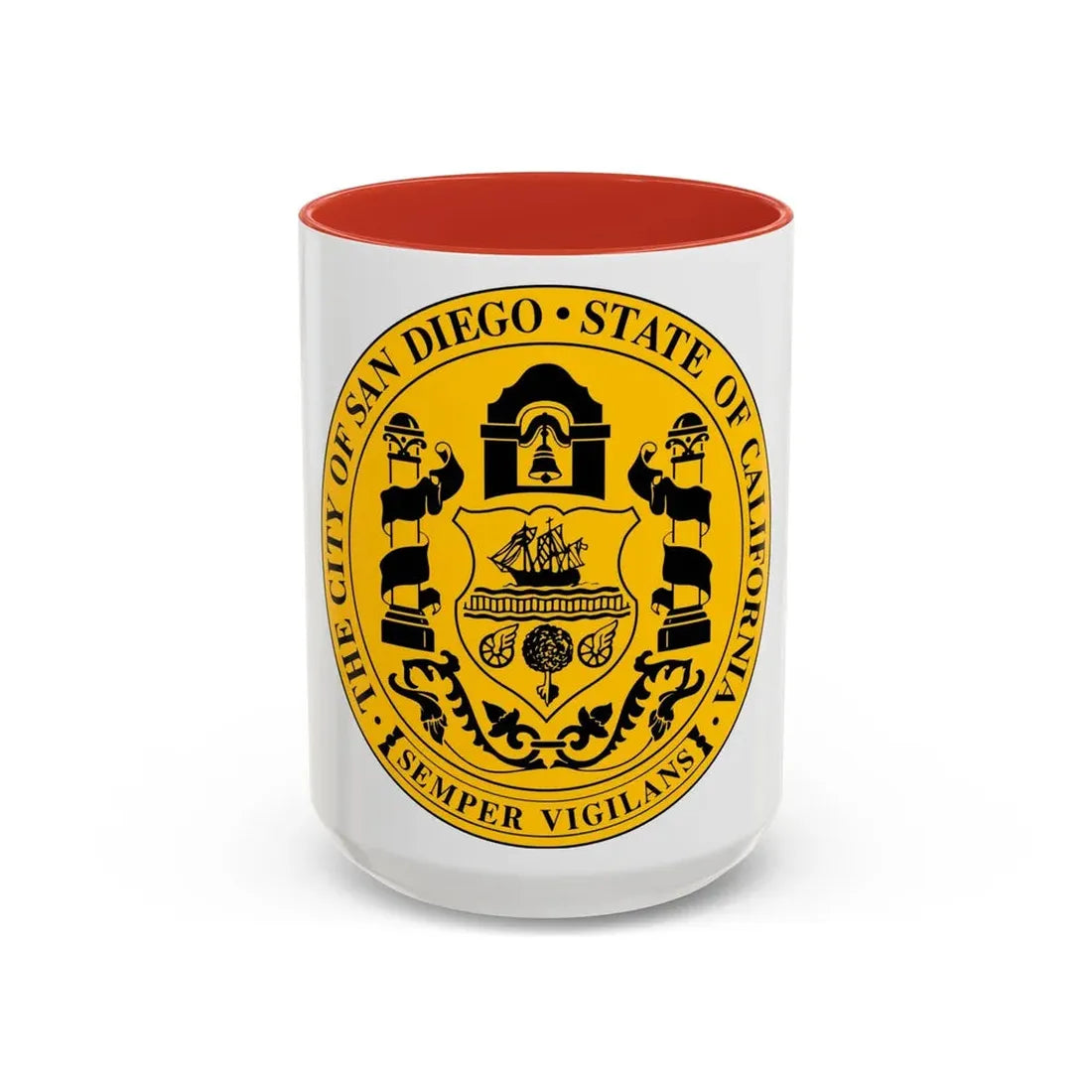 Seal of San Diego California - Accent Coffee Mug 15oz Red - Go Mug Yourself