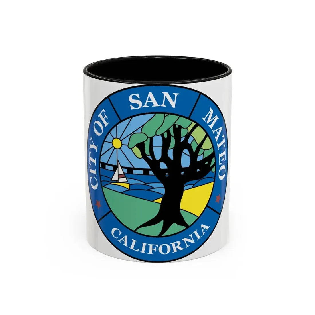 Seal of San Mateo California - Accent Coffee Mug 11oz Black - Go Mug Yourself