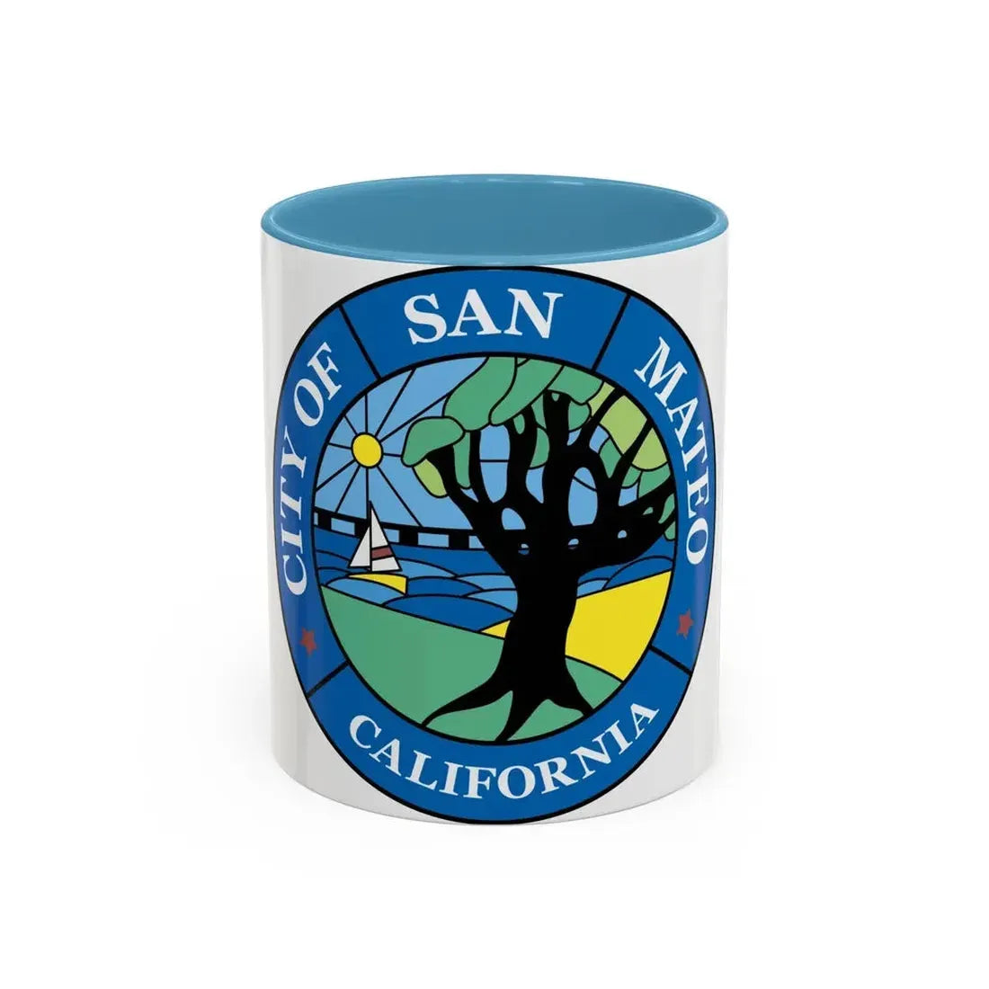 Seal of San Mateo California - Accent Coffee Mug 11oz Light Blue - Go Mug Yourself