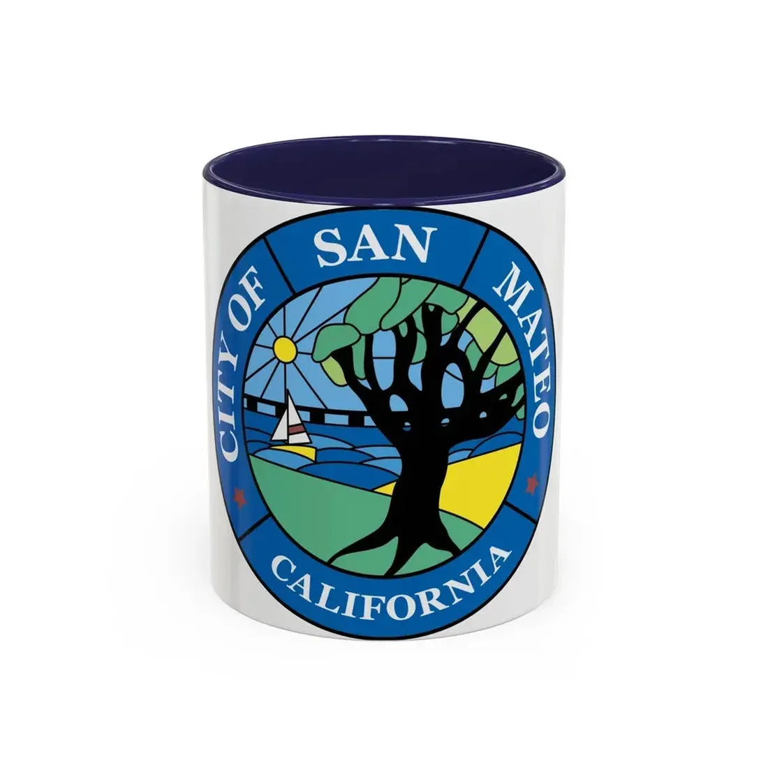 Seal of San Mateo California - Accent Coffee Mug 11oz Navy - Go Mug Yourself