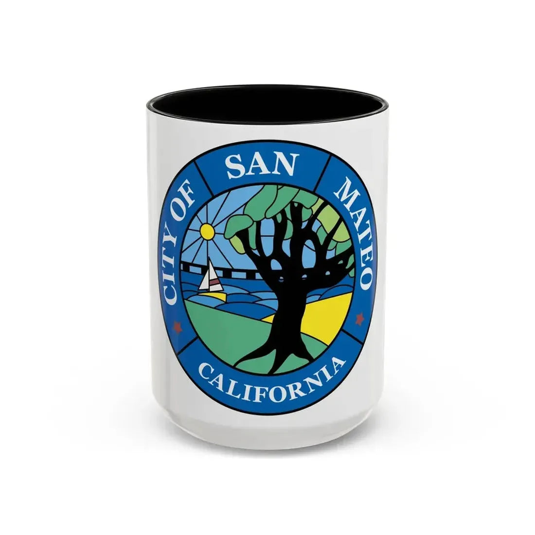 Seal of San Mateo California - Accent Coffee Mug 15oz Black - Go Mug Yourself