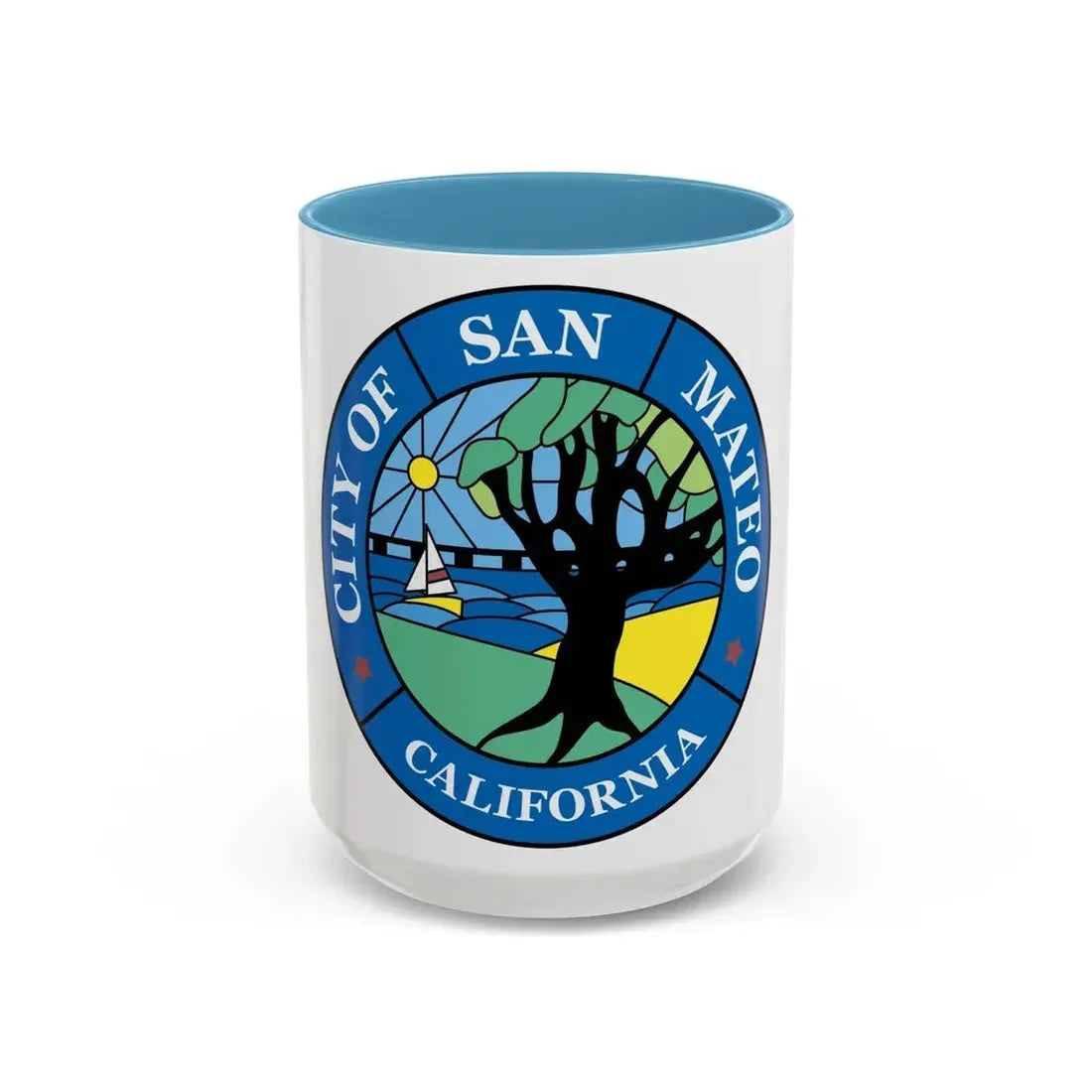 Seal of San Mateo California - Accent Coffee Mug 15oz Light Blue - Go Mug Yourself