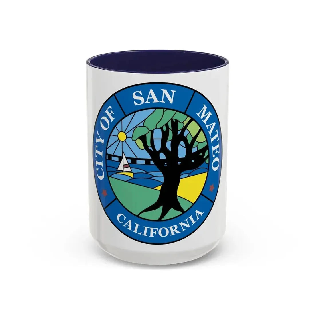 Seal of San Mateo California - Accent Coffee Mug 15oz Navy - Go Mug Yourself