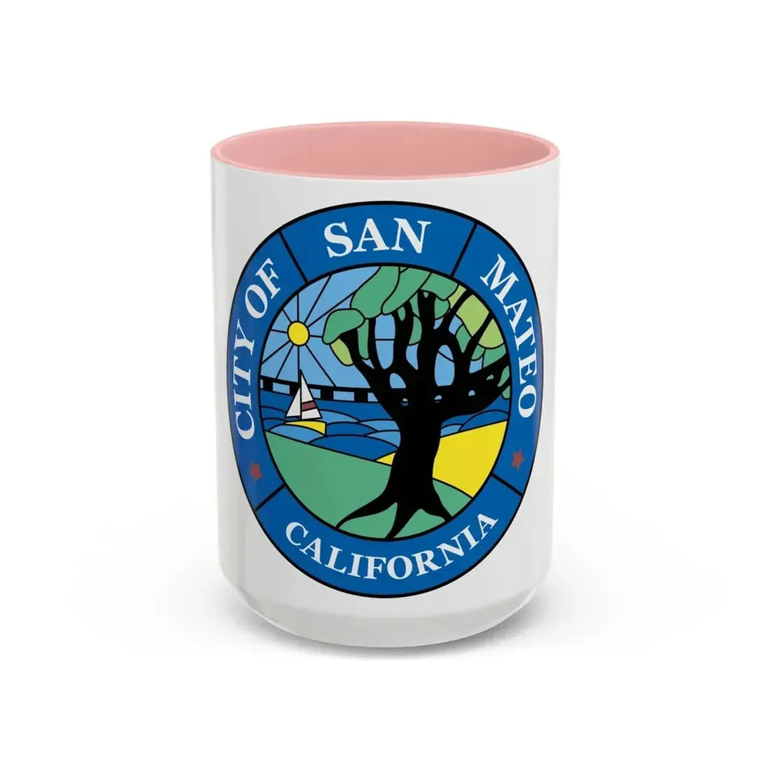 Seal of San Mateo California - Accent Coffee Mug 15oz Pink - Go Mug Yourself