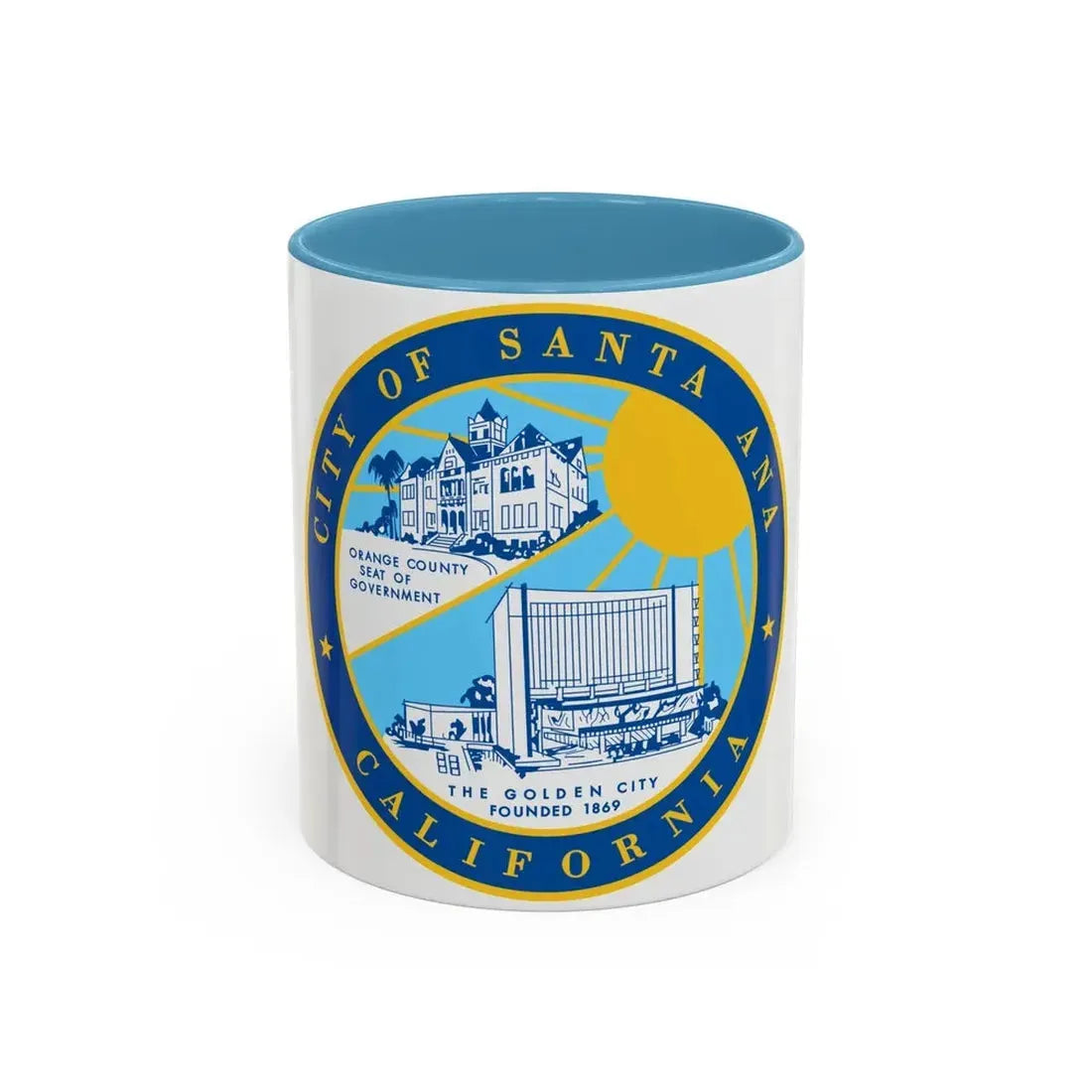 Seal of Santa Ana California - Accent Coffee Mug 11oz Light Blue - Go Mug Yourself