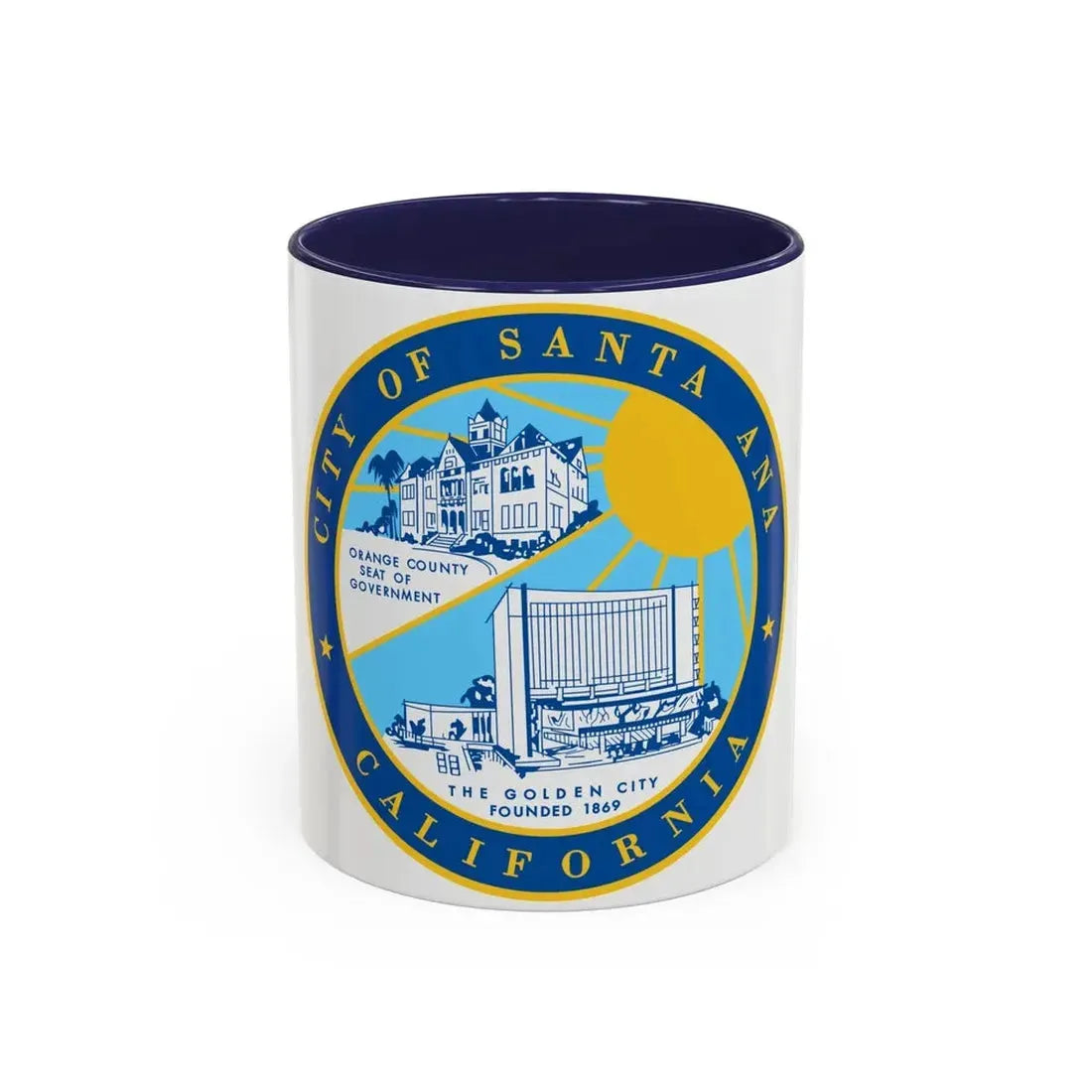 Seal of Santa Ana California - Accent Coffee Mug 11oz Navy - Go Mug Yourself