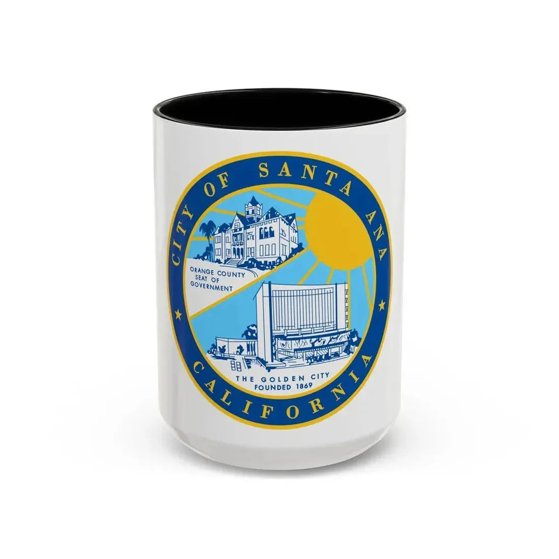 Seal of Santa Ana California - Accent Coffee Mug 15oz Black - Go Mug Yourself