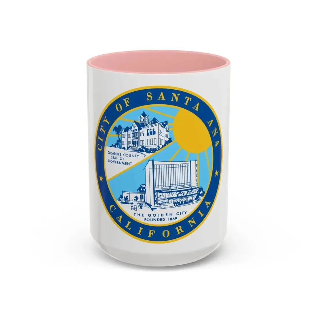 Seal of Santa Ana California - Accent Coffee Mug 15oz Pink - Go Mug Yourself