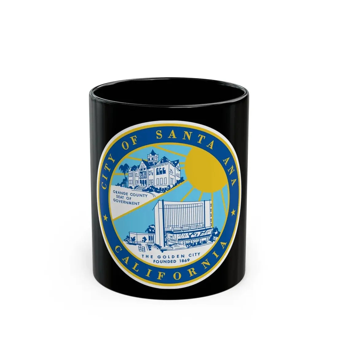 Seal of Santa Ana California - Black Coffee Mug 11oz - Go Mug Yourself