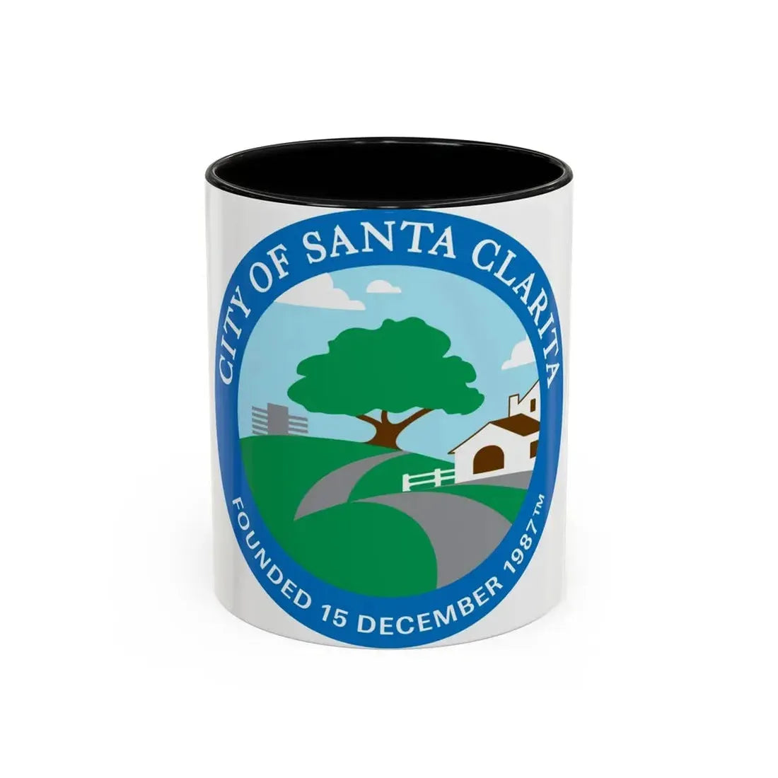 Seal of Santa Clarita California - Accent Coffee Mug 11oz Black - Go Mug Yourself