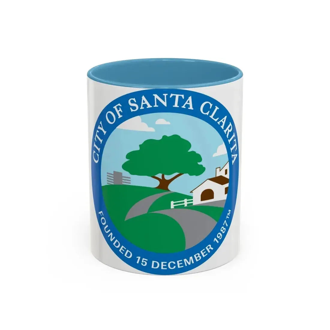 Seal of Santa Clarita California - Accent Coffee Mug 11oz Light Blue - Go Mug Yourself