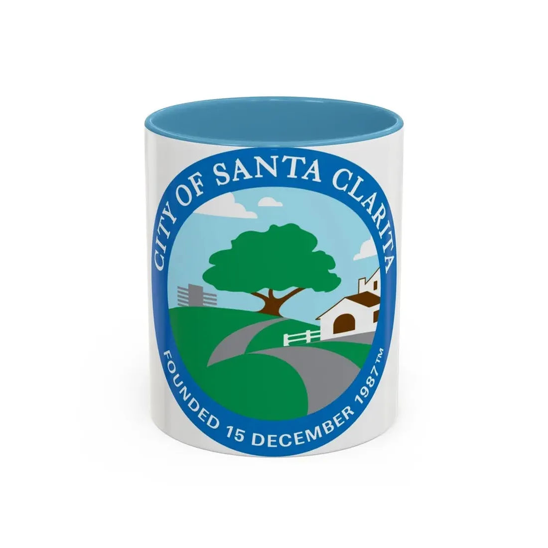 Seal of Santa Clarita California - Accent Coffee Mug 11oz Light Blue - Go Mug Yourself