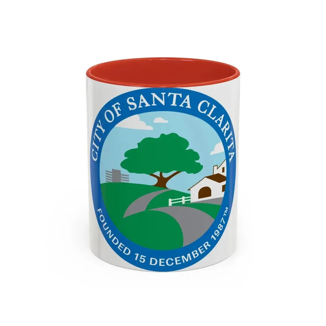 Seal of Santa Clarita California - Accent Coffee Mug 11oz Red - Go Mug Yourself
