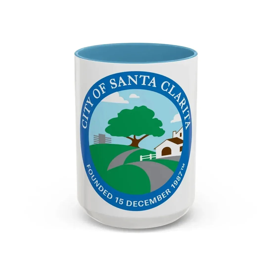 Seal of Santa Clarita California - Accent Coffee Mug 15oz Light Blue - Go Mug Yourself