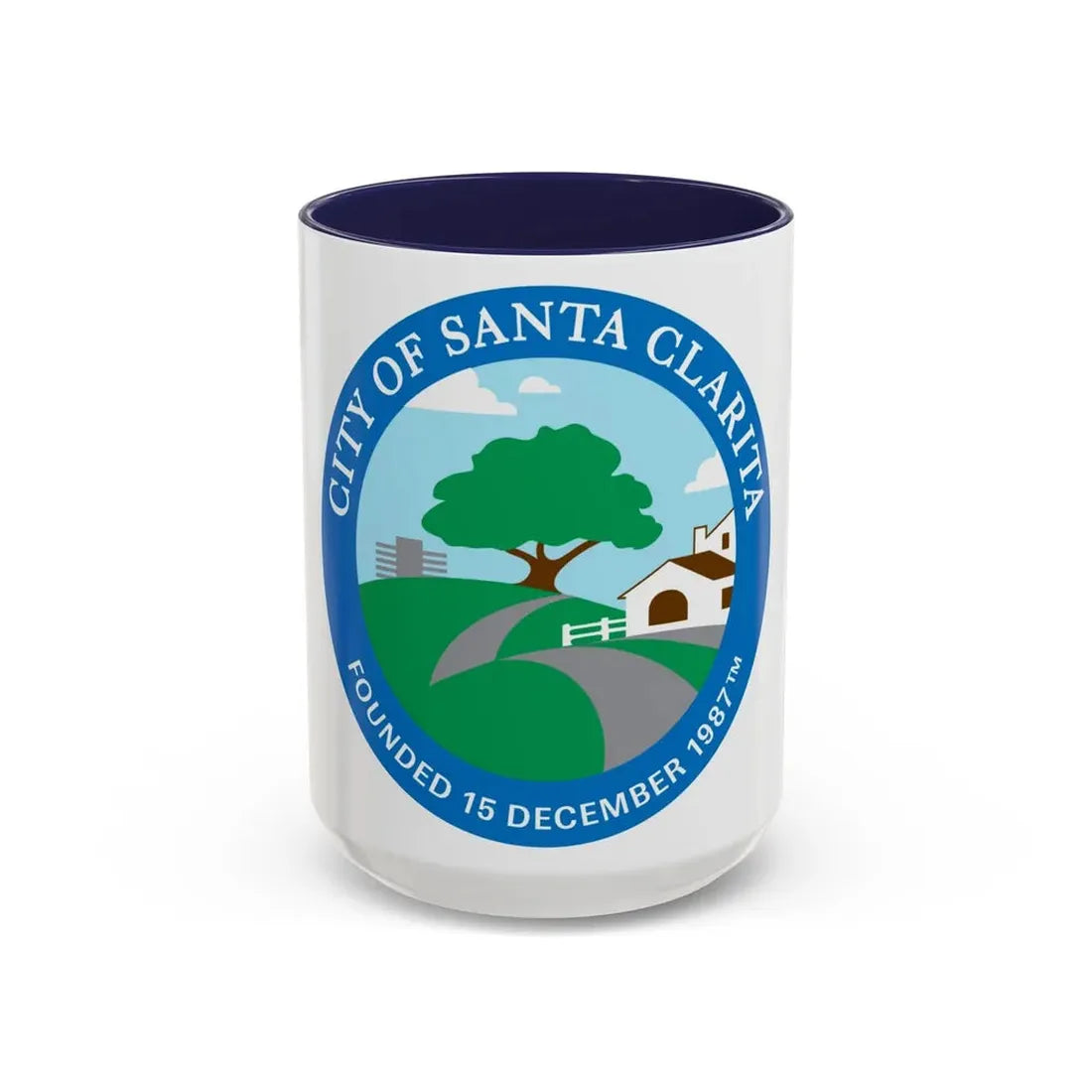 Seal of Santa Clarita California - Accent Coffee Mug 15oz Navy - Go Mug Yourself