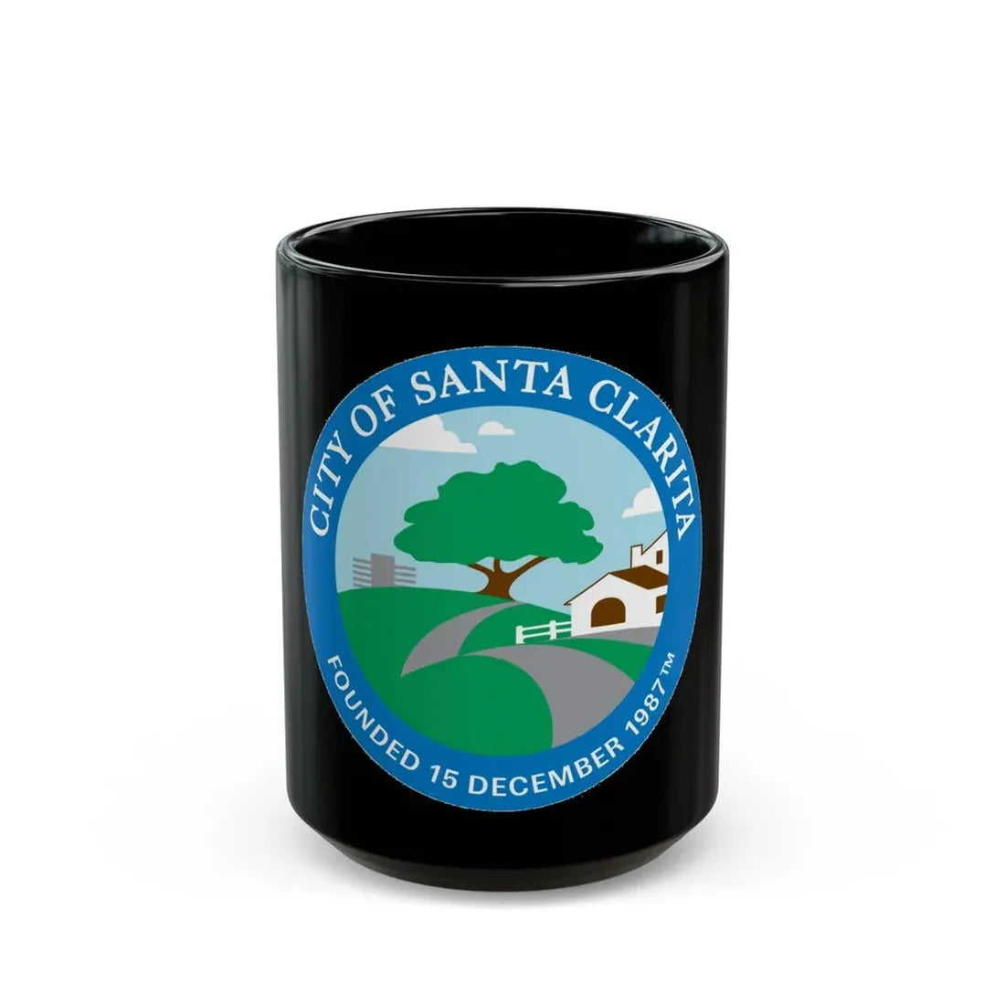 Seal of Santa Clarita California - Black Coffee Mug 15oz - Go Mug Yourself