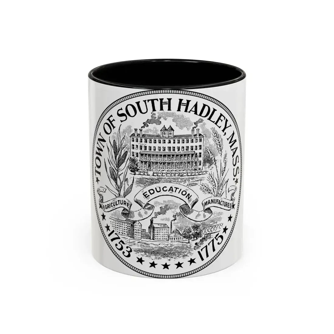 Seal of South Hadley Massachusetts - Accent Coffee Mug 11oz Black - Go Mug Yourself