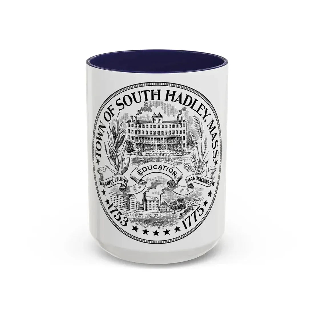 Seal of South Hadley Massachusetts - Accent Coffee Mug 15oz Navy - Go Mug Yourself
