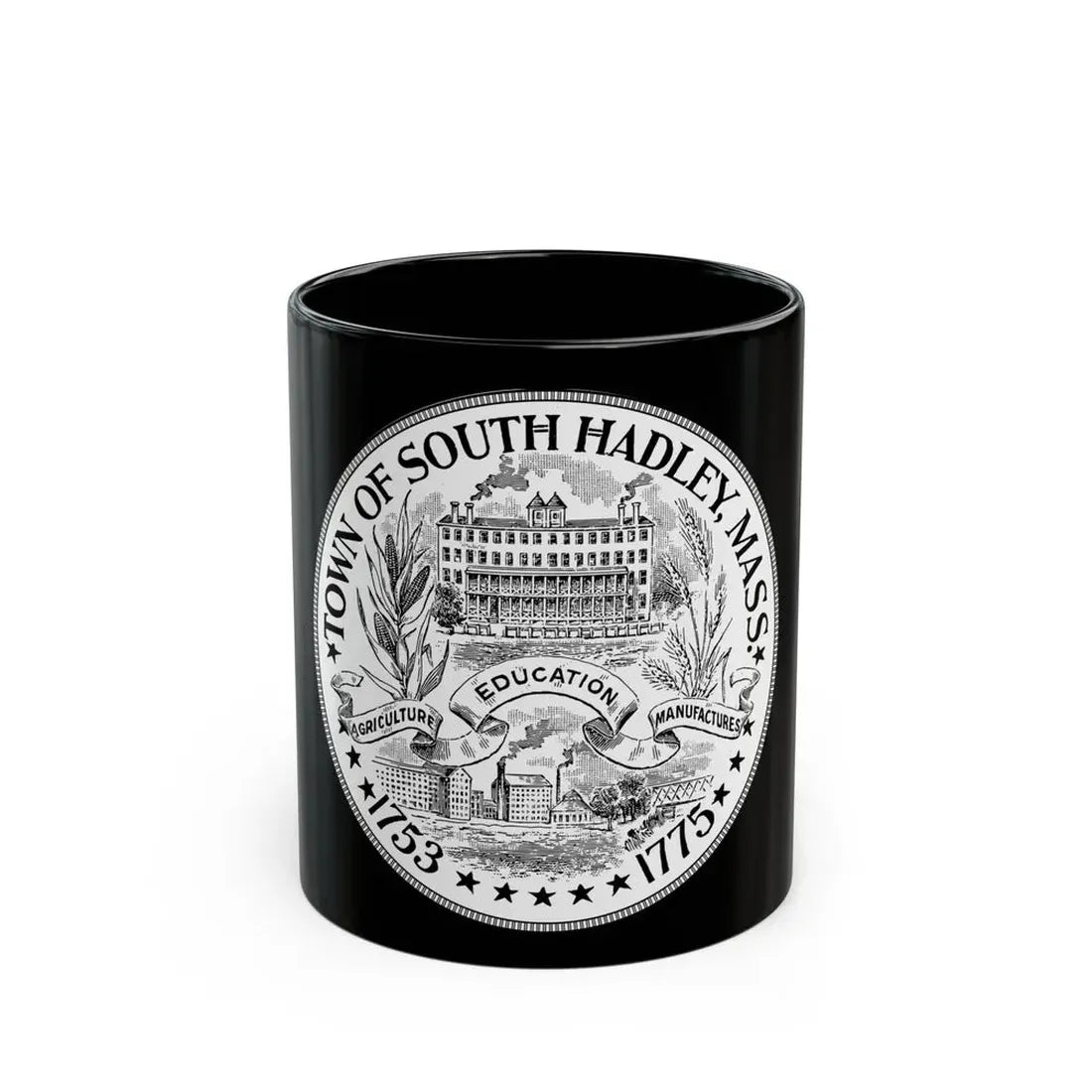 Seal of South Hadley Massachusetts - Black Coffee Mug 11oz - Go Mug Yourself