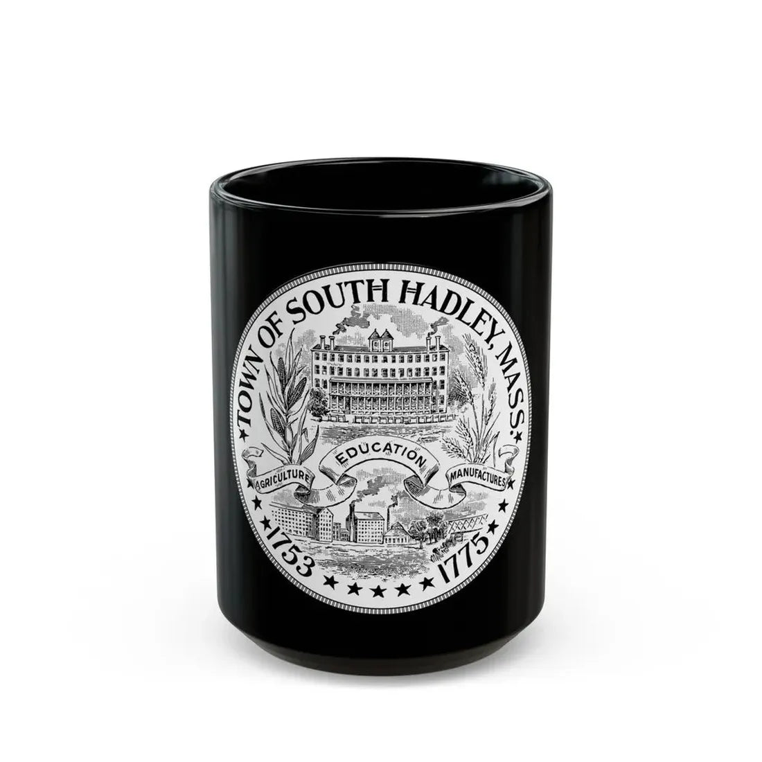 Seal of South Hadley Massachusetts - Black Coffee Mug 15oz - Go Mug Yourself