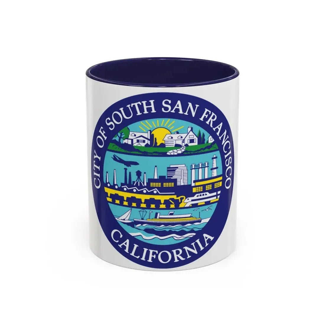 Seal of South San Francisco California - Accent Coffee Mug 11oz Navy - Go Mug Yourself