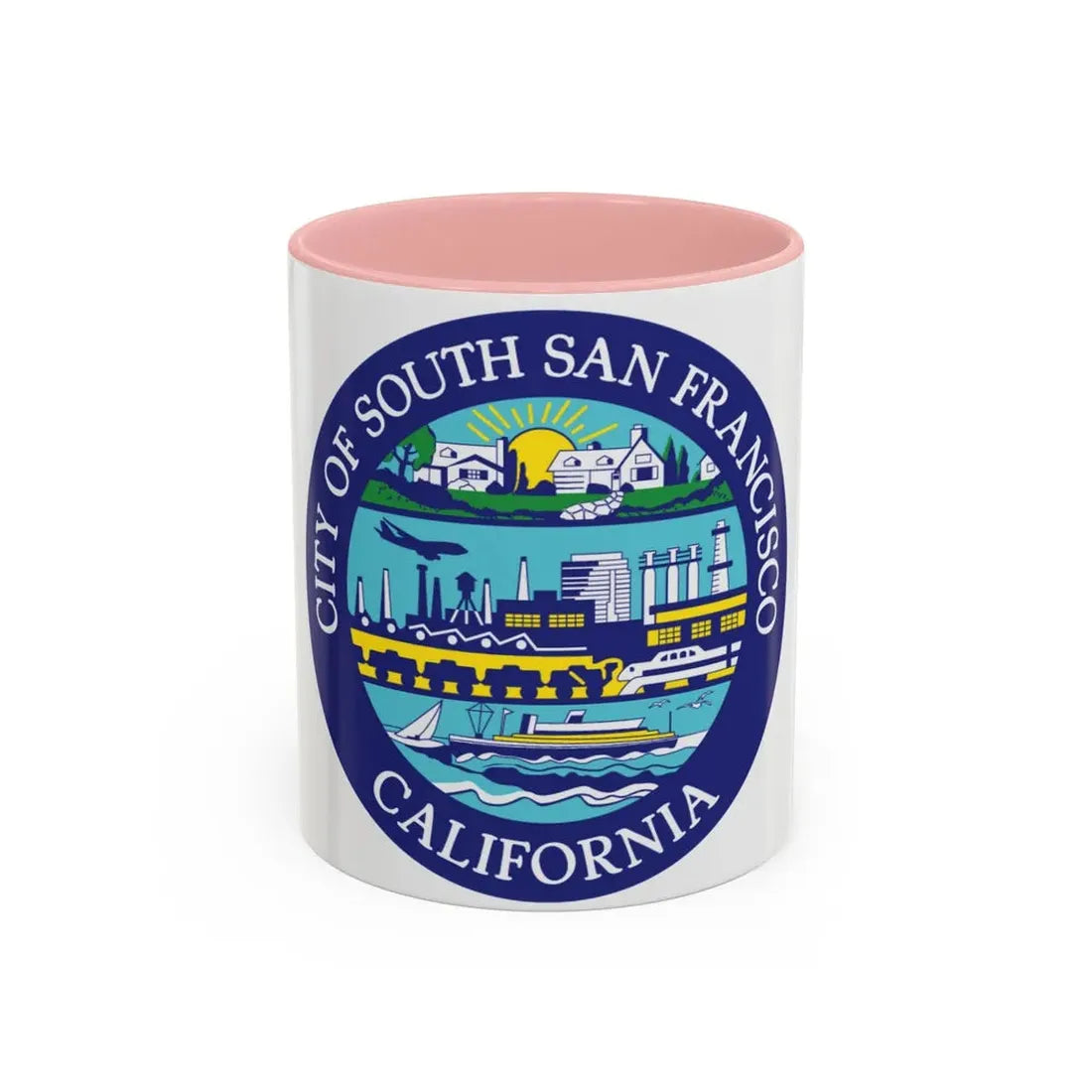 Seal of South San Francisco California - Accent Coffee Mug 11oz Pink - Go Mug Yourself