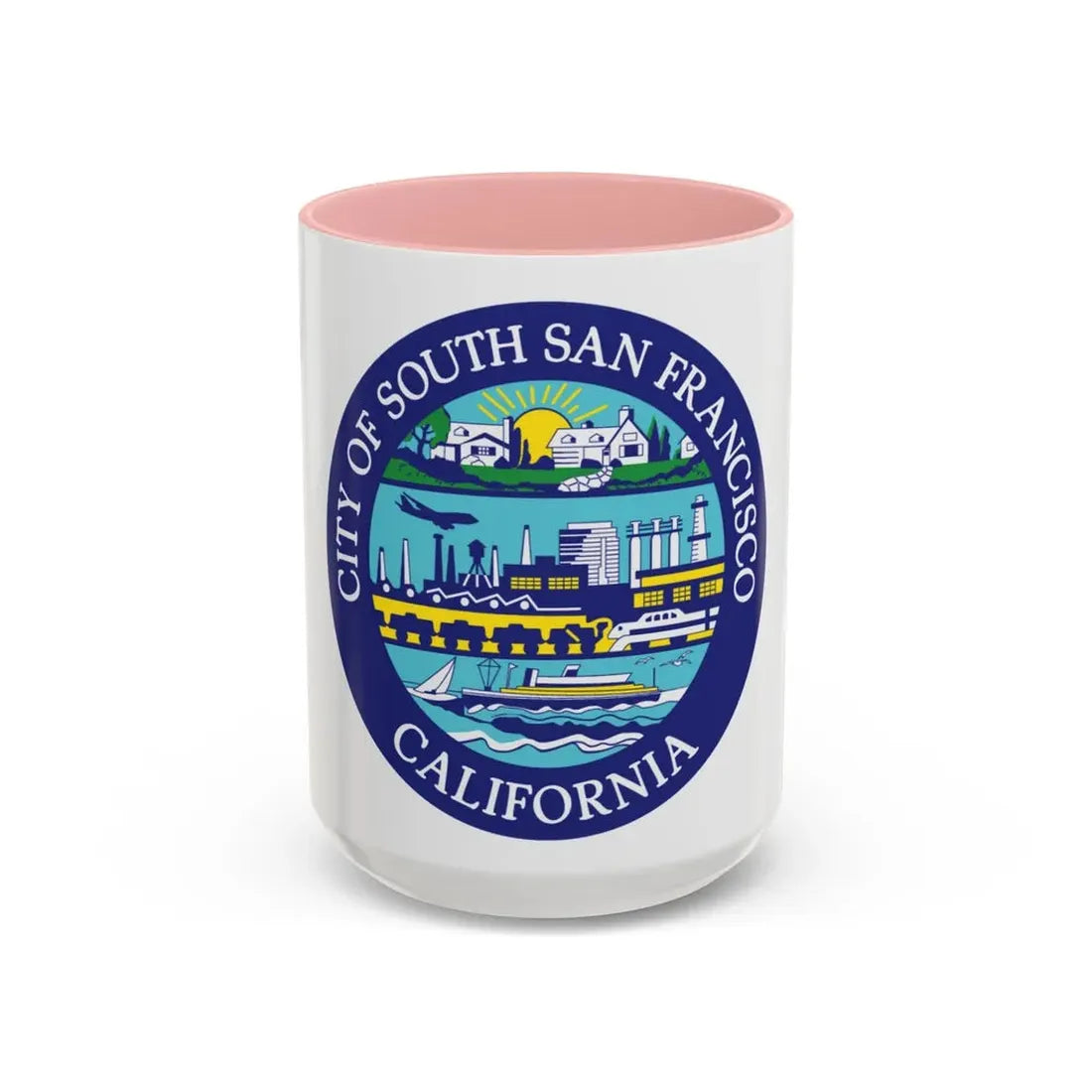 Seal of South San Francisco California - Accent Coffee Mug 15oz Pink - Go Mug Yourself