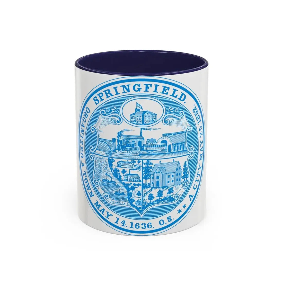 Seal of Springfield Massachusetts - Accent Coffee Mug 11oz Navy - Go Mug Yourself