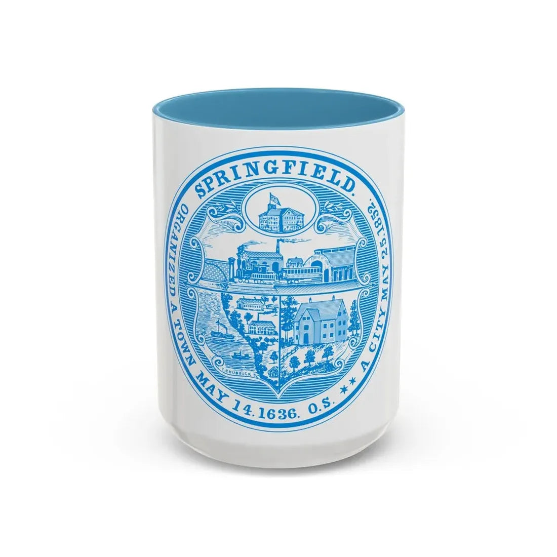 Seal of Springfield Massachusetts - Accent Coffee Mug 15oz Light Blue - Go Mug Yourself